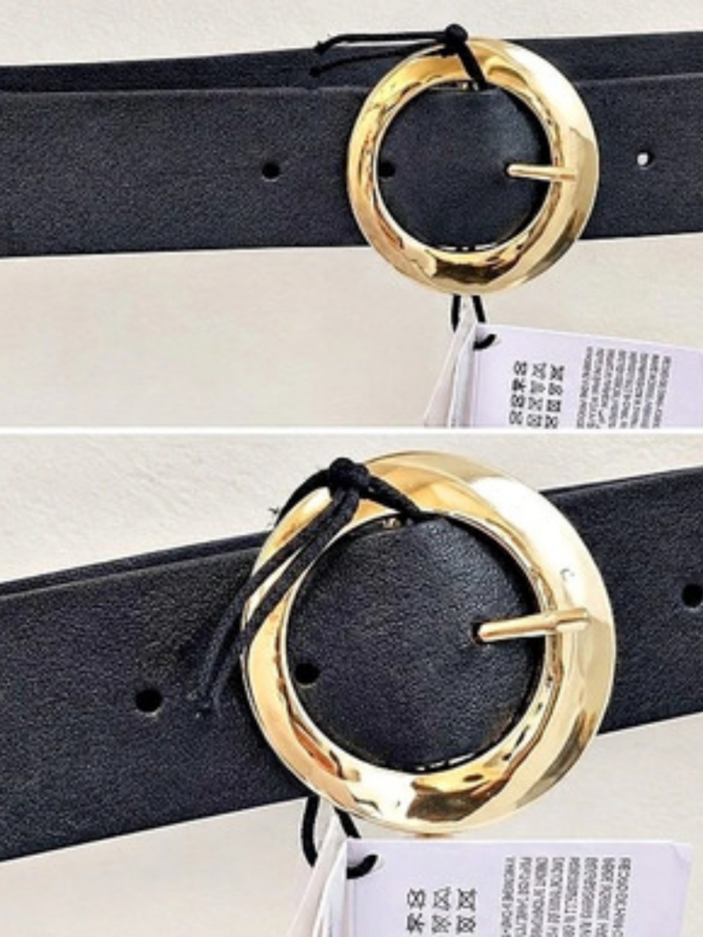 ZARA1515 Gold-Tone Buckle Black Belt NWT
